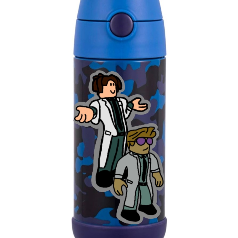 Roblox Kids Water Bottle - Insulated Stainless Steel Thermos 12oz (Blue/Camo)